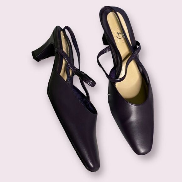 Life stride purple eggplant slingback kitten heels NOS new in box pointy toe 7.5 - Picture 1 of 5